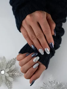 White and blue nail